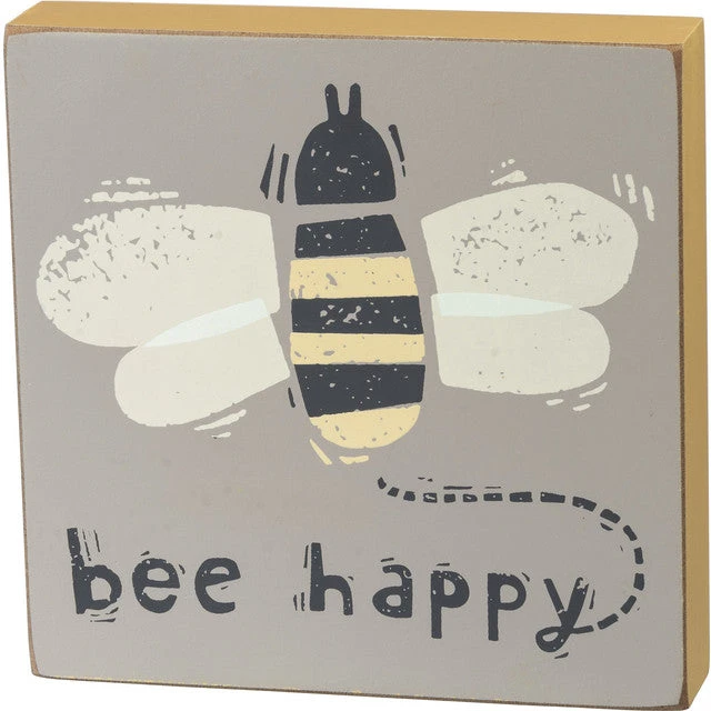 Block Sign - Bee Happy 3 Block Sign - Bee Happy