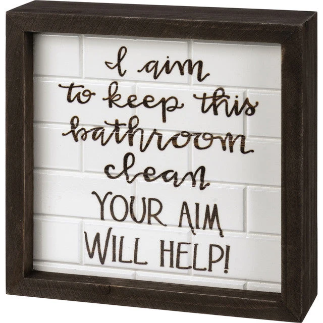 Toilet Box Sign I Aim To Keep This Bathroom Clean Your Aim Will Help! 3 Toilet Box Sign I Aim To Keep This Bathroom Clean Your Aim Will Help!