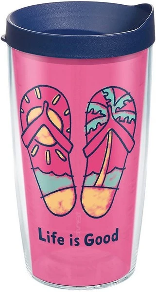 Life Is Good Pink Flip Flops Navy Lid 16 Oz Tervis Tumbler 3 Life Is Good Pink Flip Flops Navy Lid 16 Oz Tervis Tumbler