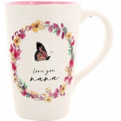 Meadows Of Joy Butterfly Floral 17 Oz. Mug Love You Nana