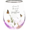 Meadows Of Joy Butterfly Floral 20 Oz. Stemless Wine Glass Cheers To The Best Sister -Quality Home Store 13229 44154f8b 8692 4064 a44d d9cf31fa46ae