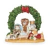 5.5" Dog Holy Family Nativity Pageant With Green Wreath Arch