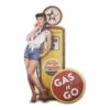 American Gas Pump Pinup Brunette Embossed Metal Sign 1 American Gas Pump Pinup Brunette Embossed Metal Sign -Quality Home Store 18733 4