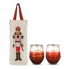 Hallmark Nutcracker Bottle Bag And Stemless Wine Glasses Holiday Gift Bundle, Set Of 3 -Quality Home Store 1XKT5075