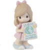 Precious Moments Mom, You Deserve The World Girl Bisque Porcelain Figurine -Quality Home Store 203005