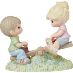 Precious Moments Together Through All The Ups And Downs Couple On Teeter Totter Porcelain Figurine