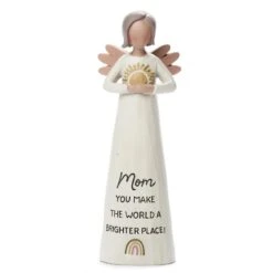 Bright Blessings 5.25" Angel Figurine With Sun Mom You Make The World A Brighter Place
