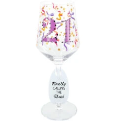 21 Birthday Wine Glass With Gemstone 17 Oz.
