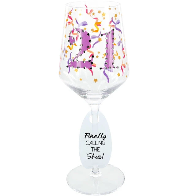 21 Birthday Wine Glass With Gemstone 17 Oz. 3 21 Birthday Wine Glass With Gemstone 17 Oz.