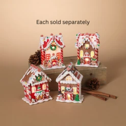 5.5" Battery Operated Lighted Clay Dough Holiday Gingerbread House