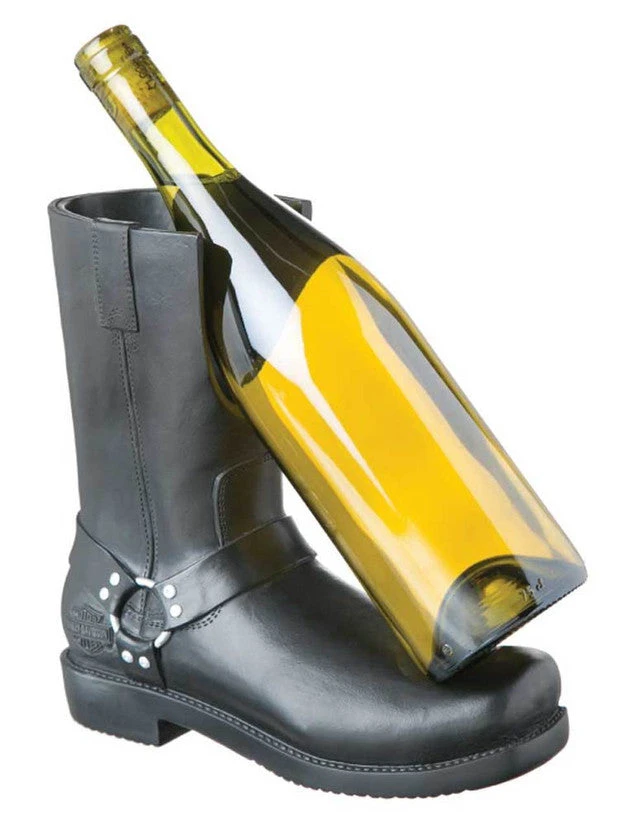 Harley-Davidson® Riding Boot Wine Bottle Holder With Bar & Shield Logo 3 Harley-Davidson® Riding Boot Wine Bottle Holder With Bar & Shield Logo