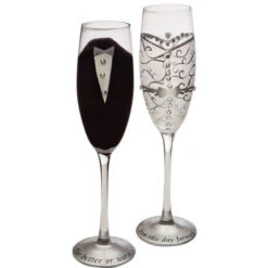 Bride & Groom Champagne Flutes Set Of 2