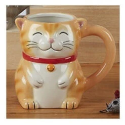 Sculpted 3-Dimensional 18 Oz. Cat Mug Orange Ginger Tabby Cat
