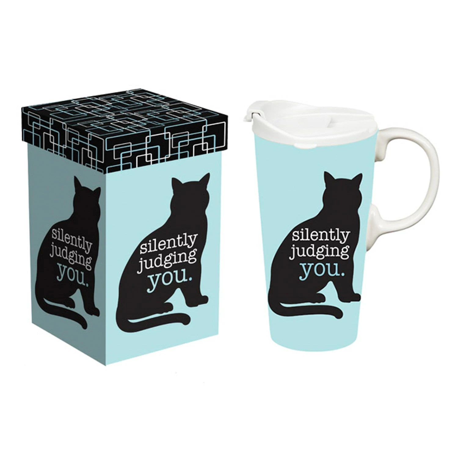Cat Silently Judging You Ceramic Perfect Travel Cup, 17oz., With Gift Box 3 Cat Silently Judging You Ceramic Perfect Travel Cup, 17oz., With Gift Box