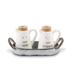 Mud Pie Mini Pitcher Salt & Pepper Caddy Set