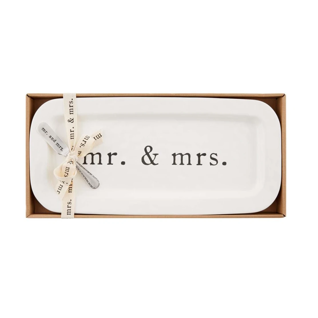 Mud Pie Mr. & Mrs. Hostess Set Ceramic Tray With Spreader 3 Mud Pie Mr. & Mrs. Hostess Set Ceramic Tray With Spreader