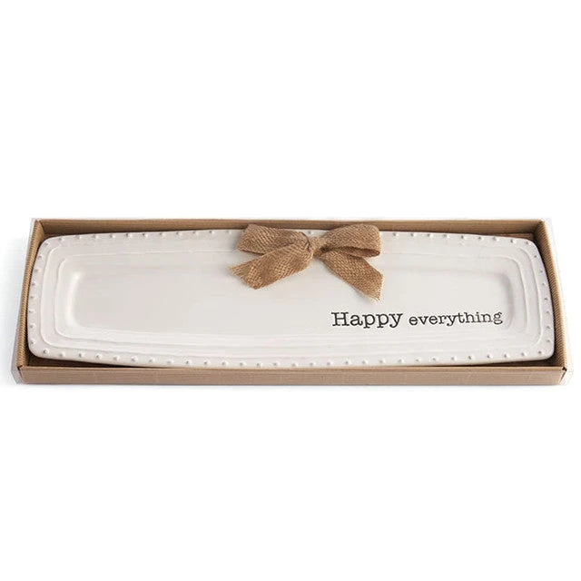 Happy Everything Tray 17" With Burlap Ribbon Bow 3 Happy Everything Tray 17" With Burlap Ribbon Bow