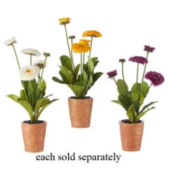 13.5" Potted Button Mum Faux Plant