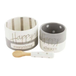 Happy Everything And Happy Always Nested Dip Cups And Spoon Set