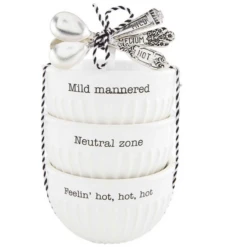 Mild Mannered, Neutral Zone, & Feelin' Hot, Hot, Hot Dip Bowls With Spreaders Set Of 6