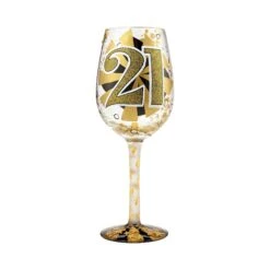 Lolita 21st Birthday Wine Glass In Gold And Black