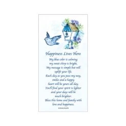 Happiness Lives Here Blue Bird Ornament With Charm And Poem Card 7 Happiness Lives Here Blue Bird Ornament With Charm And Poem Card -Quality Home Store 6006057 3 high res