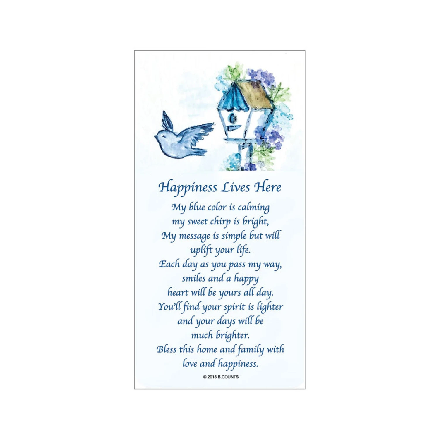 Happiness Lives Here Blue Bird Ornament With Charm And Poem Card 5 Happiness Lives Here Blue Bird Ornament With Charm And Poem Card - Image 3