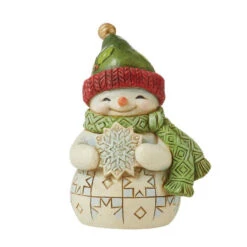 Jim Shore Mini Snowman With Snowflake Figurine