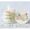 Happy Birthday Candle Jar With Lid In Tahitian Vanilla Buttercream Scent 9.6 Oz -Quality Home Store 71134 CD