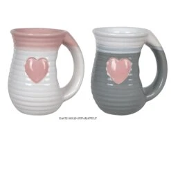 White Pink And Gray 16 Oz. Embossed Ombre Heart Cozy Handwarmer Mug
