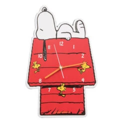 Peanuts Snoopy On Dog House Shaped Deco Clock