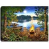 Lakeside Camp Fire Lighted 8"x6" Canvas 2 Lakeside Camp Fire Lighted 8"x6" Canvas -Quality Home Store A1083