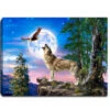Wolf Under The Moon Lighted 8"x6" Canvas -Quality Home Store A1085
