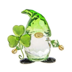 Lucky Irish Gnome With Clover Acrylic Figurine
