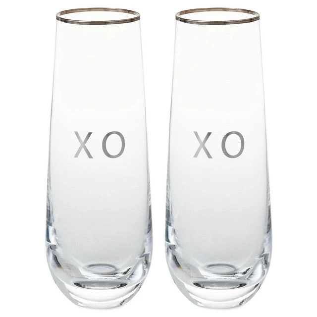 Hallmark XO Stemless Champagne Flutes, Set Of 2 3 Hallmark XO Stemless Champagne Flutes, Set Of 2