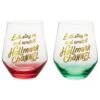 Hallmark Channel Let's Stay In Stemless Wine Glasses, Set Of 2 1 Hallmark Channel Let's Stay In Stemless Wine Glasses, Set Of 2 -Quality Home Store Hallmark Channel Lets Stay In Stemless Wine Glass Bundle 1XKT3384 01