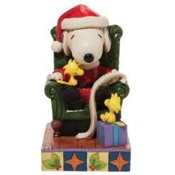 Jim Shore Peanuts Christmas Wishes Santa Snoopy In Chair Checking Off The List With Woodstocks Hallmark Exclusive Figurine -Quality Home Store Jim Shore Christmas Wishes Santa Snoopy Figurine 6010328 01