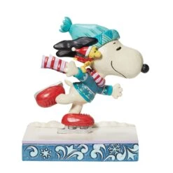 Jim Shore Peanuts Snoopy & Woodstock Ice Skating "Gliding Friendship" Figurine, 6.2" Hallmark Gold Crown Exclusive