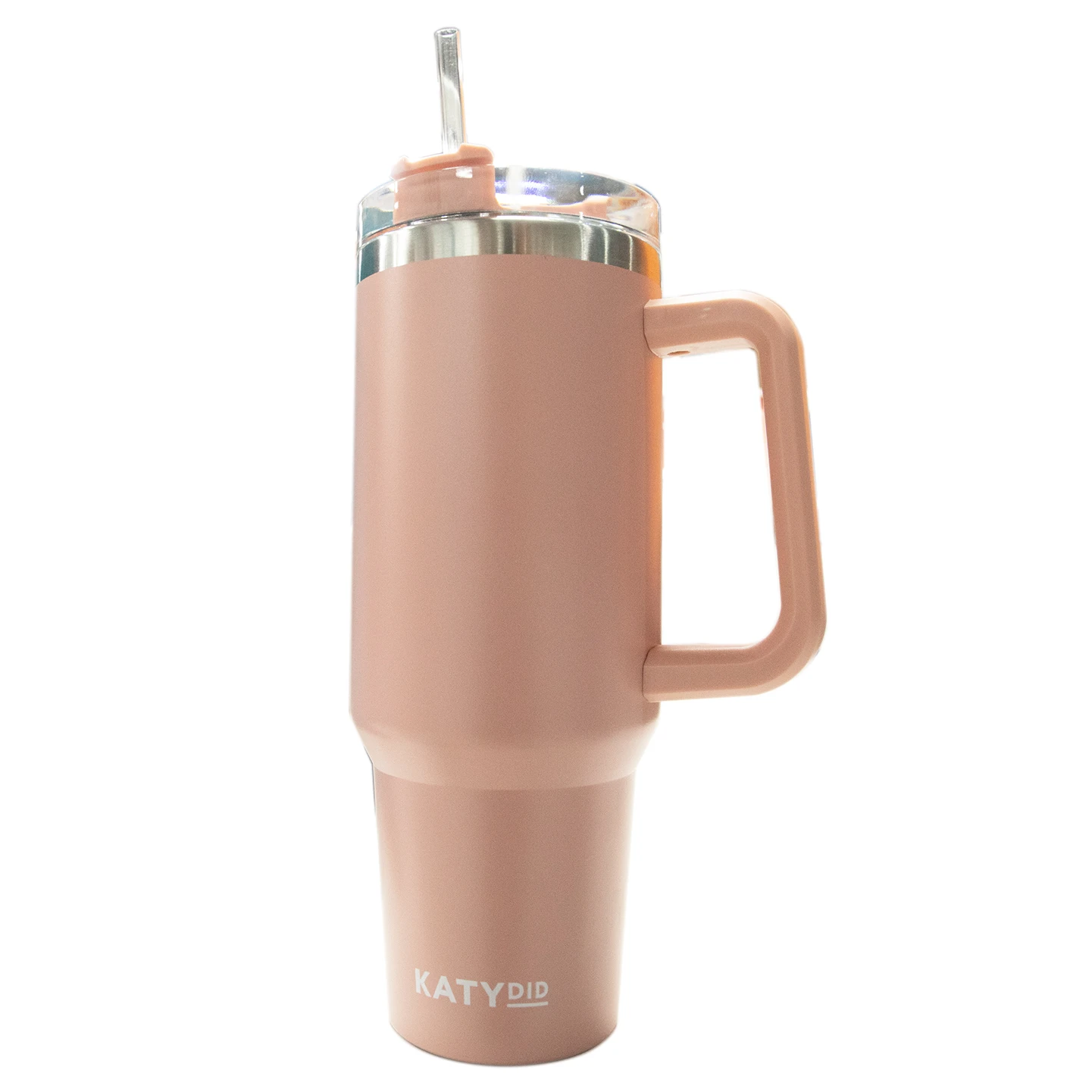 40 Oz. Peach Katydid Stainless Steel Tumbler With Handle And Straw 3 40 Oz. Peach Katydid Stainless Steel Tumbler With Handle And Straw