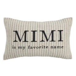 Mimi Is My Favorite Name Striped Woven Cotton Lumbar Pillow