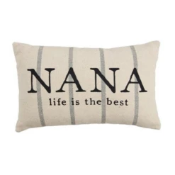 Nana Life Is The Best Striped Woven Cotton Lumbar Pillow
