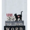 Cat Love Is A Four Legged Word Embroidered Tea Towel 1 Cat Love Is A Four Legged Word Embroidered Tea Towel -Quality Home Store R4609