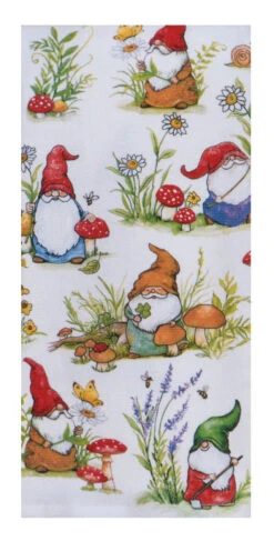 Garden Gnomes Toss With Mushrooms Dual Purpose Terry Towel