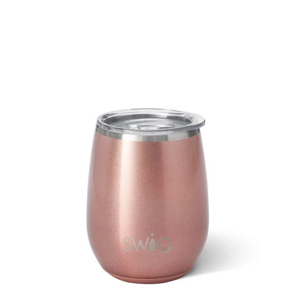 SWIG Shimmer Rose Gold Stemless Wine Cup 14 Oz. Stainless Steel And Insulated 3 SWIG Shimmer Rose Gold Stemless Wine Cup 14 Oz. Stainless Steel And Insulated