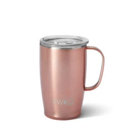 SWIG Shimmer Rose Gold Travel Mug 18 Oz. Stainless Steel And Insulated