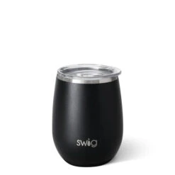 SWIG Matte Black Stemless Wine Cup 14 Oz. Stainless Steel And Insulated