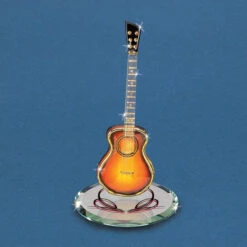 Acoustic Sunburst Guitar With 22Kt Gold Trim Glass Figurine
